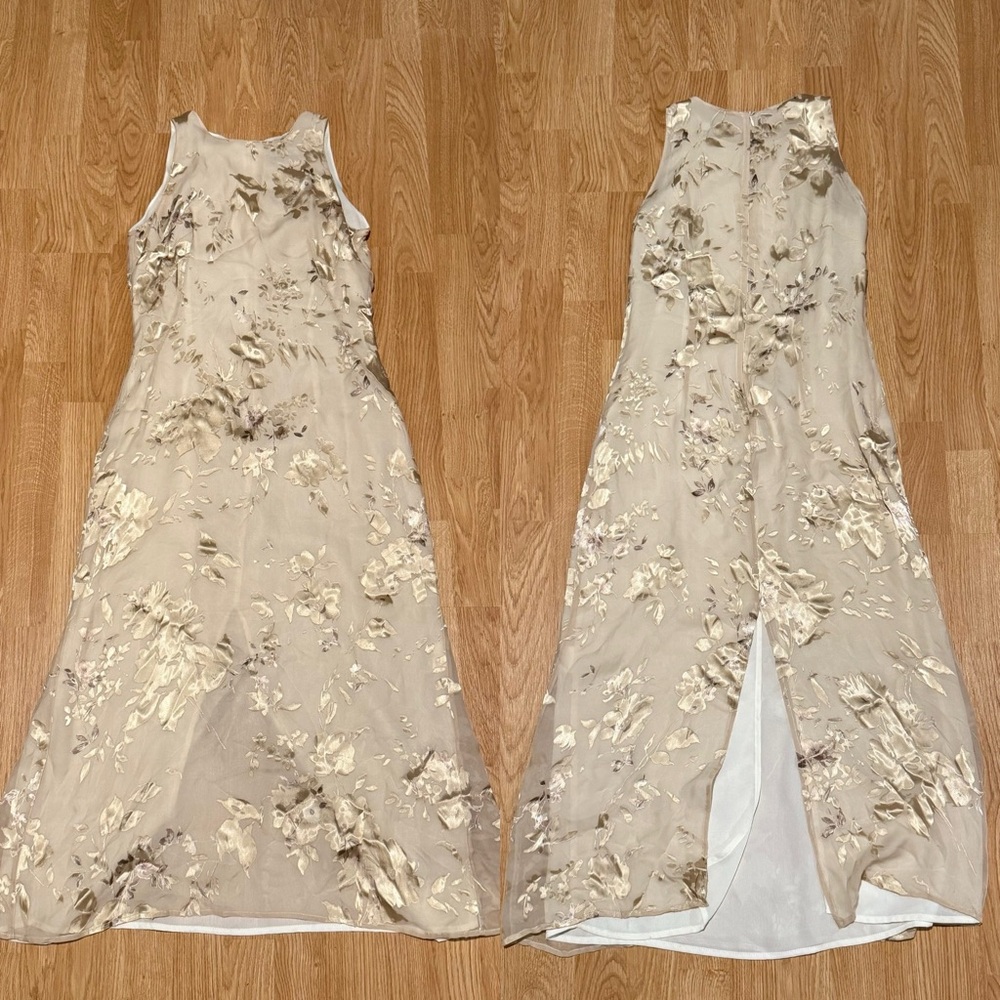 Vintage I Blues Elegant Floral Beige Midi Dress size 8 US